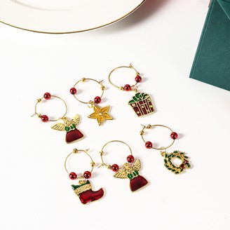 Christmas Element Wine Glass Charms