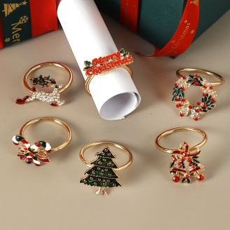 6pcs Christmas Napkin Ring Set