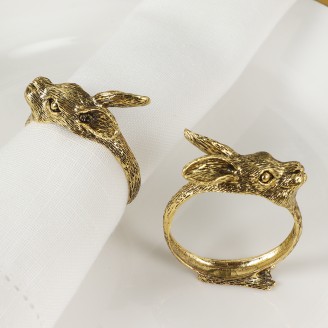 Customized Antique Gold Rabbit Napkin Ring