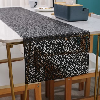 Long Black PVC Table Runner