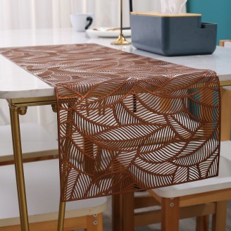 Long PVC Leaves Shape Table Runner