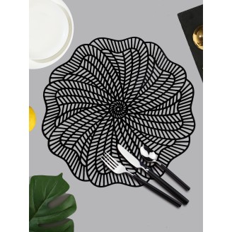 Black Flower Shape Placemat for Home Use