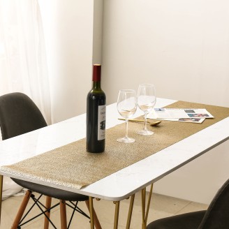 Chic Gold Long PVC Table Runner For Home Party