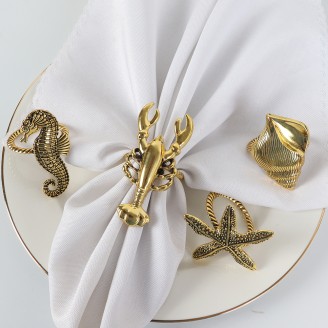 4pcs Anti-Gold Ocean Theme Napkin Ring