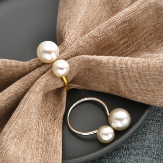 "U" Shape Artificial Pearl Napkin Rings