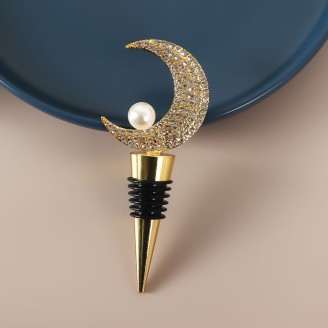 Chic Rhinestone Moon Wine Stopper