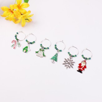 6pcs Chic Color Christmas Wine Glass Charms