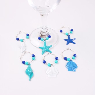 Beautiful Starfish Conch Wine Glass Charms