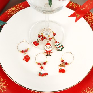 6pcs Lovely Christmas Wine Glass Rings