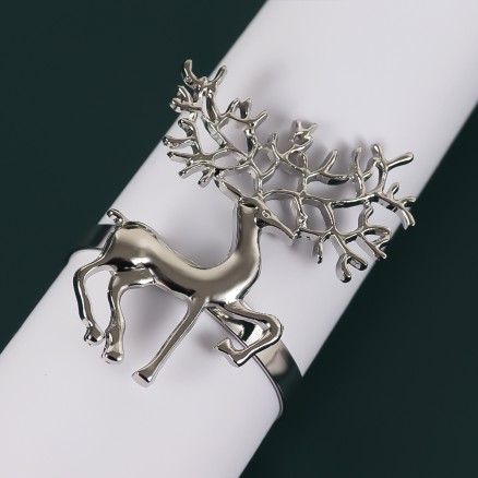 Silver Christmas Elk Napkin Ring