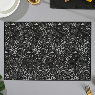 Black Leaves Pattern Long Placemat