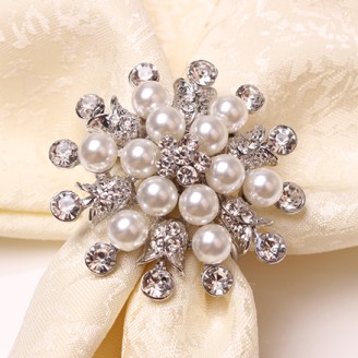 Artificial Pearl  and Rhinestones Napkin Ring